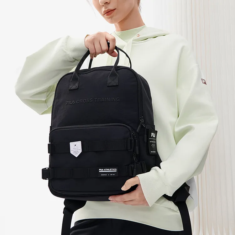 FILA Fabric Laptop Backpack Medium Size Women's Pitch Black-3