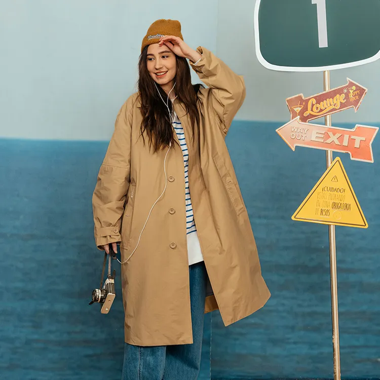 Nautica White Sail Trench Coats Unisex Khaki-2