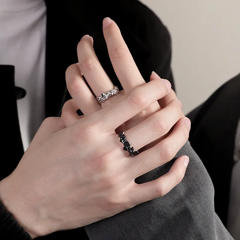 MAGICPOLE 925 Sterling Silver Rings Unisex Silver/Black-3