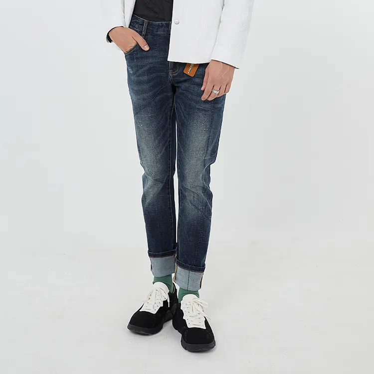 DAVID NAMAN FW22 Slim Fit Pants Jeans Men's Denim Blue-3