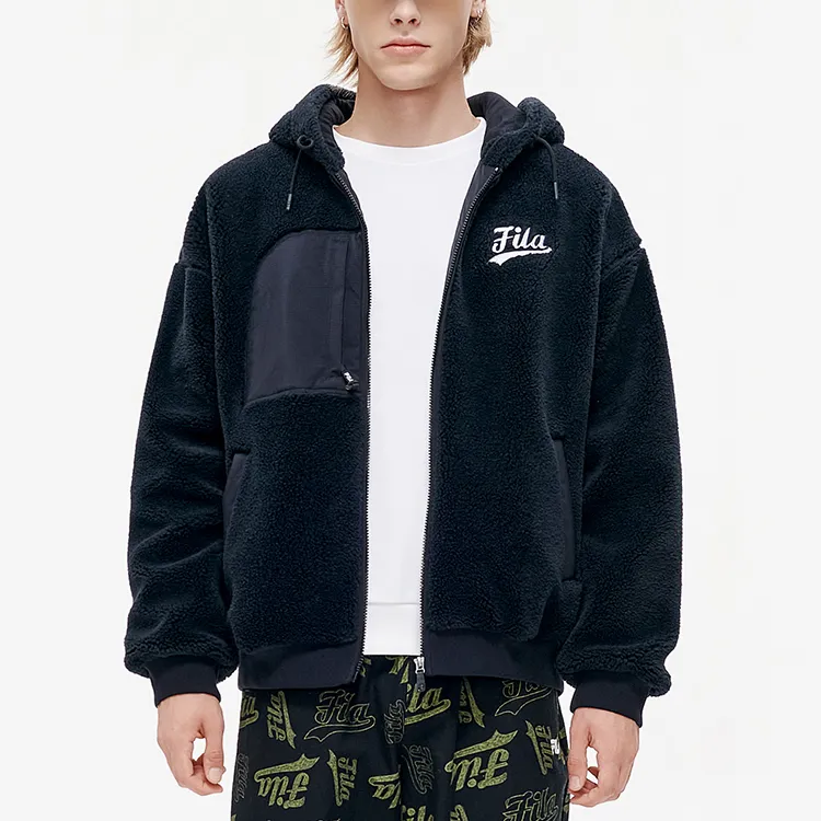 FILA FUSION BASEBALL Series Velvet Jackets Men Pitch Black-4