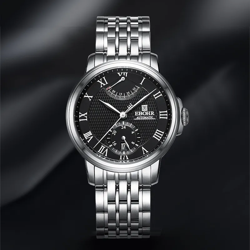 EBOHR Master Collection Automatic Mechanical Movement Stainless Steel Strap Watch Men's Watches Black Dial-5