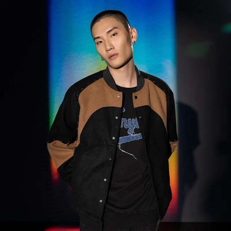 XINYINSU Jacket Spring And Autumn Unisex Black-2