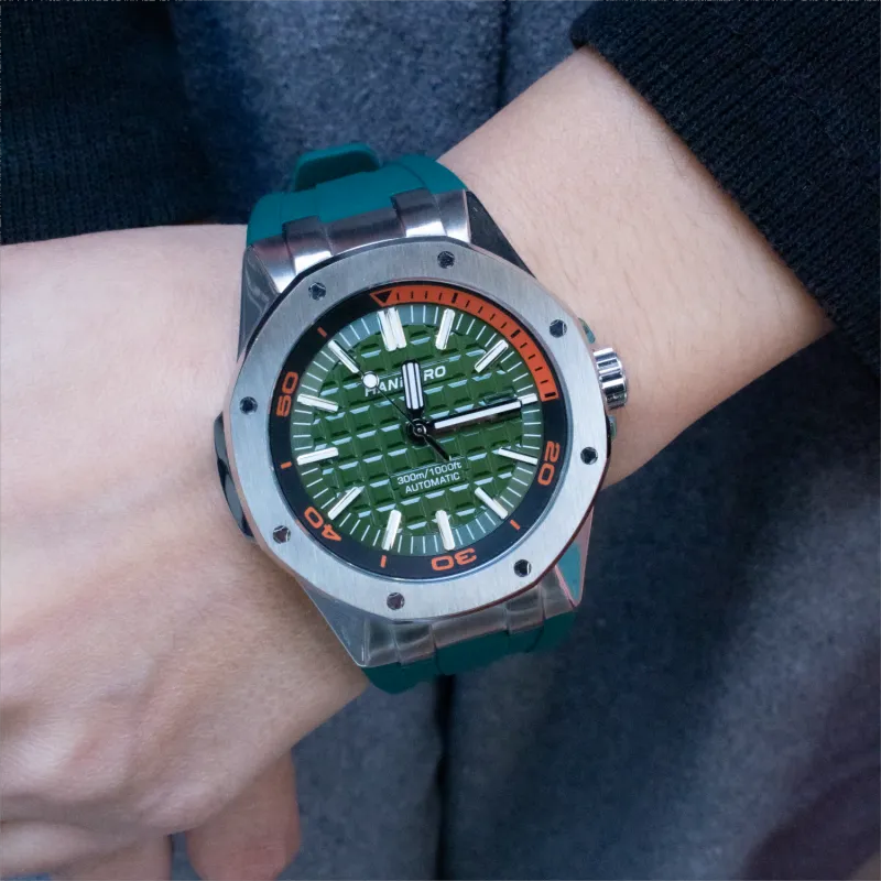 HANBORO Diving Collection Automatic Mechanical Movement Watch Men's Watches White Dial HBR919-BGG-5