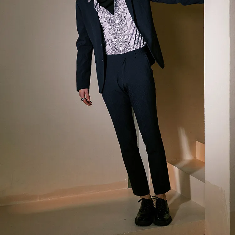 DAVID NAMAN Casual Pants Men Navy Blue-4