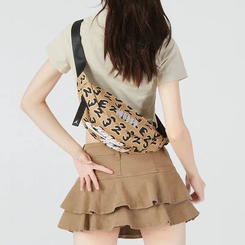 Jordan Polyester Fanny Pack Regular Unisex Leopard Print Brown-2