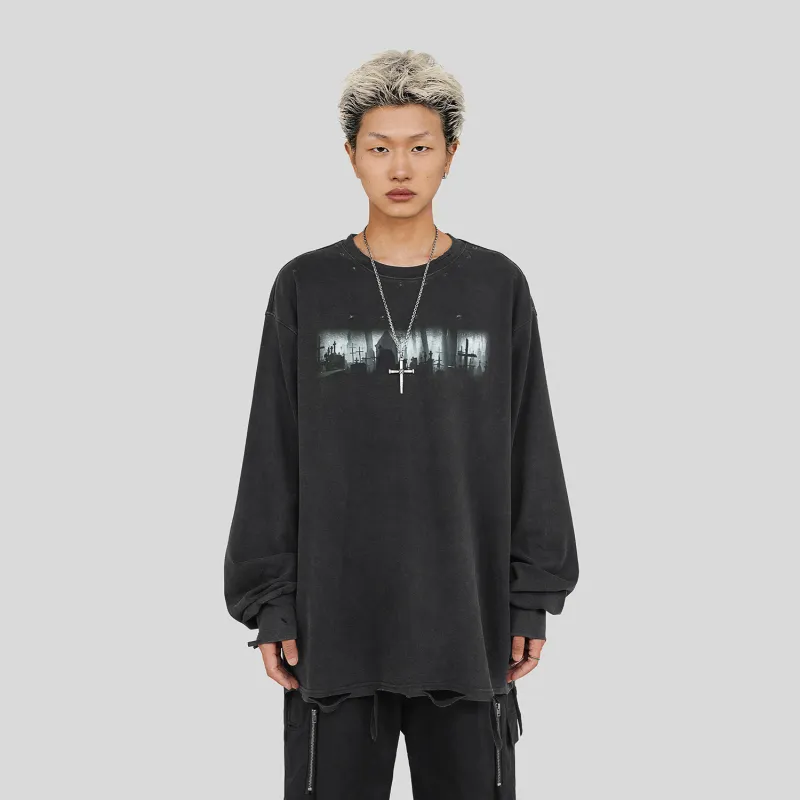 UNDERWATER Sweatshirts Men Washed Black-2