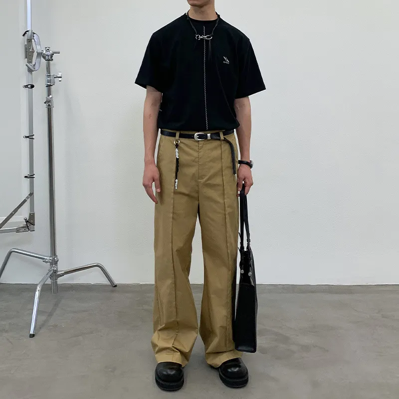 ROARINGWILD Casual Pants Unisex Khaki-3