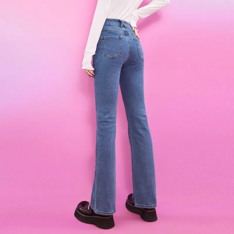 SEENFAAN Flared Pants Jeans Women's-7