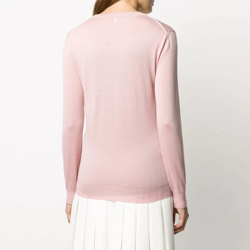 LOEWE Crew Neck Slim Fit Long Sleeved Sweater Women's Pink-4