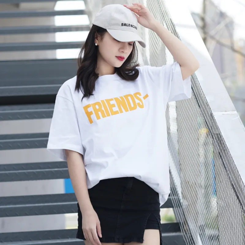 VLONE Friends Collection Large Logo Collection T Shirt Unisex White Yellow-4