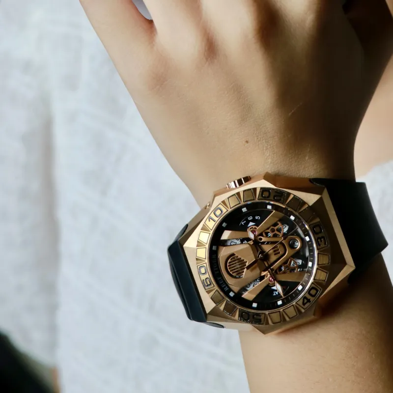 REEF TIGER Black Shark Collection Automatic Mechanical Movement Watch Men's Watches Gold Dial RGA6922-PPR-5