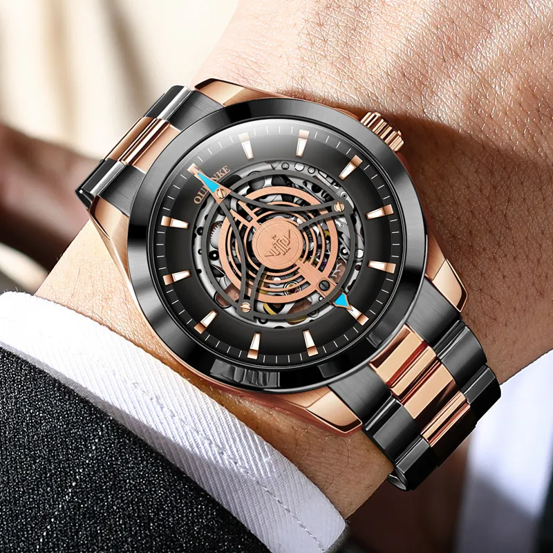 Oupinke Sky Eye Collection Mechanical Movement Stainless Steel Watchband Watch Men's Watches Black Dial-13