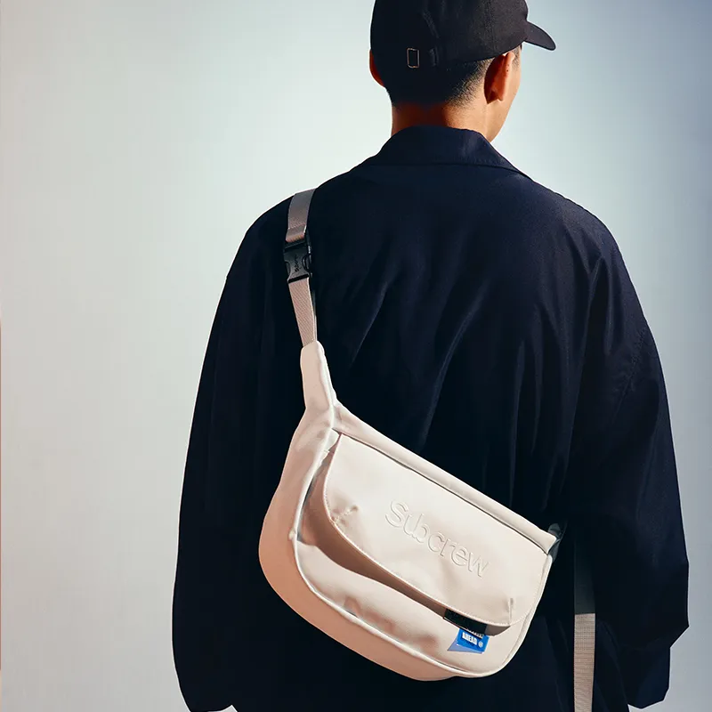 Subcrew Polyester Messenger Bag Shoulder Bag Crossbody Bag Medium Size Unisex Black/White/Gray-1