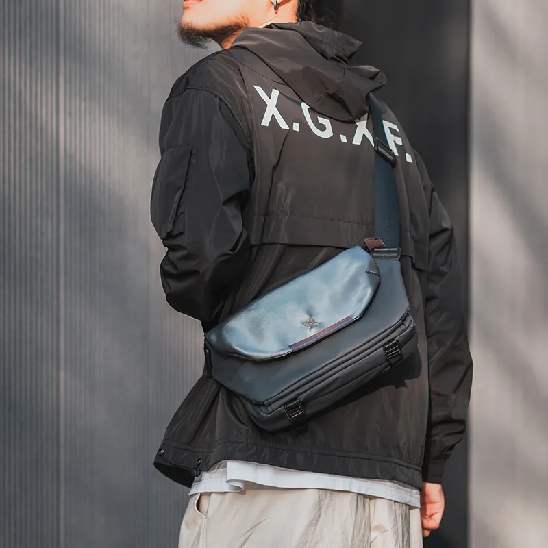 GYXX Technical Fabric Shoulder Bag, Crossbody Bag, Messenger Bag, Commuter Bag Trumpets Men's Black/Dark Gray-1