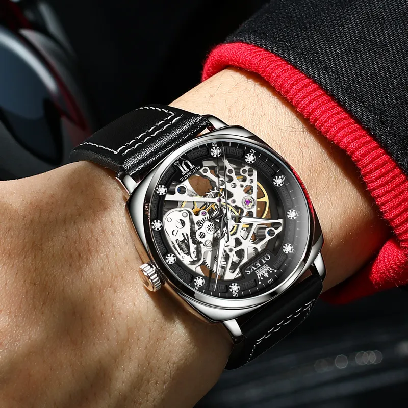 OLEVS Wisdom Series Automatic Mechanical Movement Watch Men's Watches Cut Out Dial-6