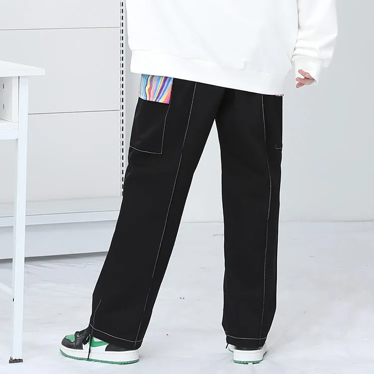 GENANX Straight Casual Pants Men's Black-3