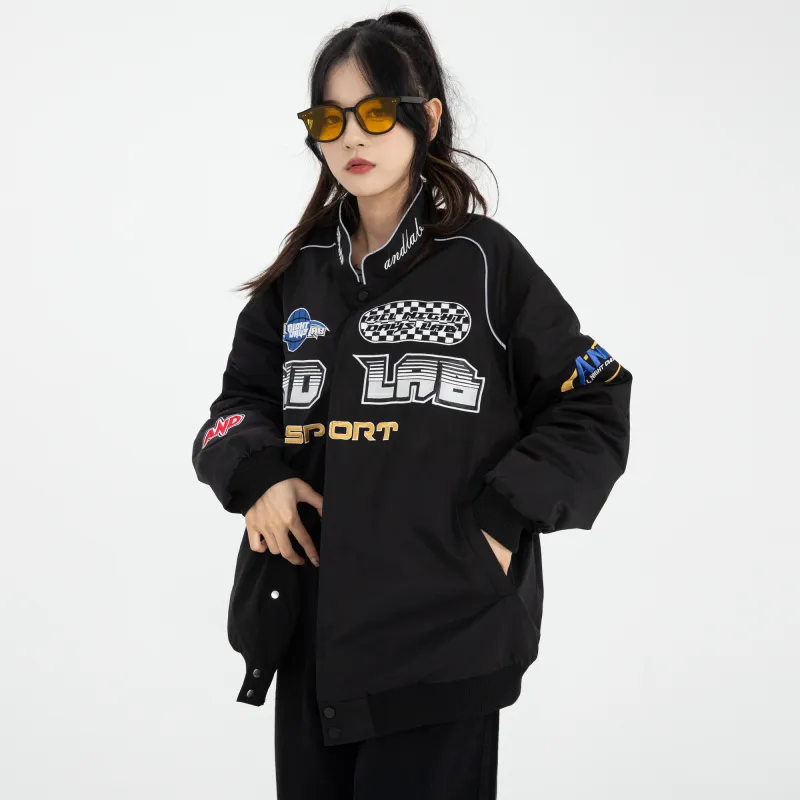 ALL NIGHT DAYS Stand Collar Loose Fit Puffer Jacket Unisex-4