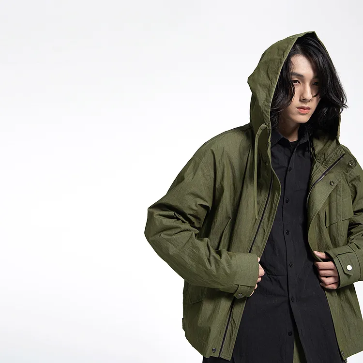 HUANXIANGZHE Jackets Unisex Army Green-2