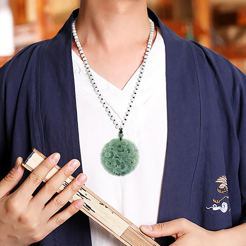 FUSSEM Bean Type Jadeite Necklaces Unisex-1