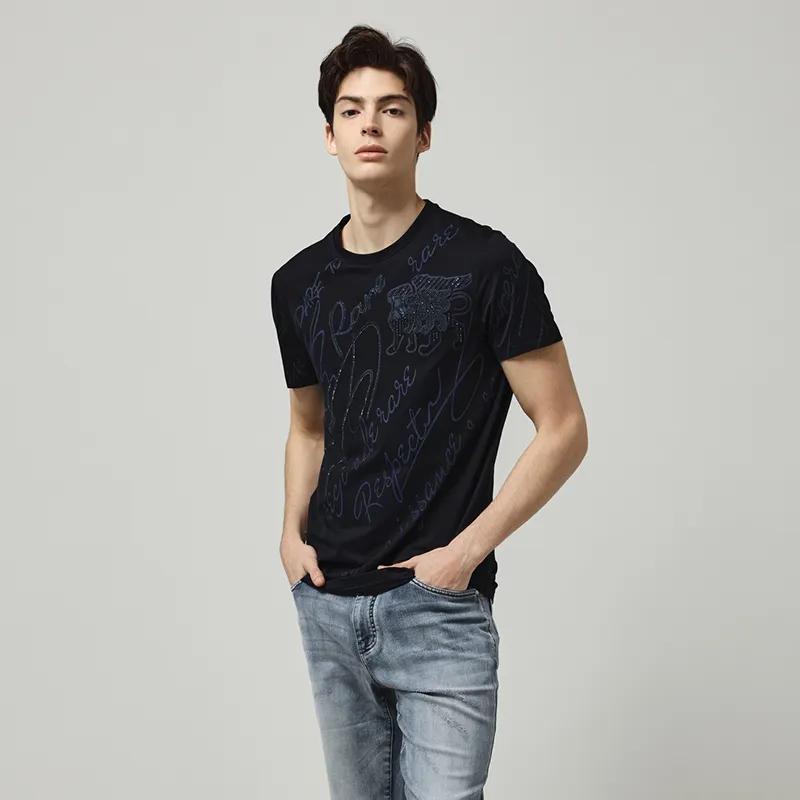 RARE Short Sleeved T Shirts Men's Navy Blue-5
