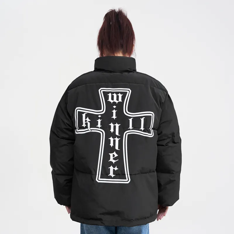 KILLWINNER Stand Collar Loose Fit Thickened Puffer Jacket Unisex-2
