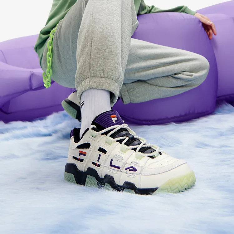 FILA FUSION BARRICADE Low Top Vintage Basketball Shoes Men's White Purple-7