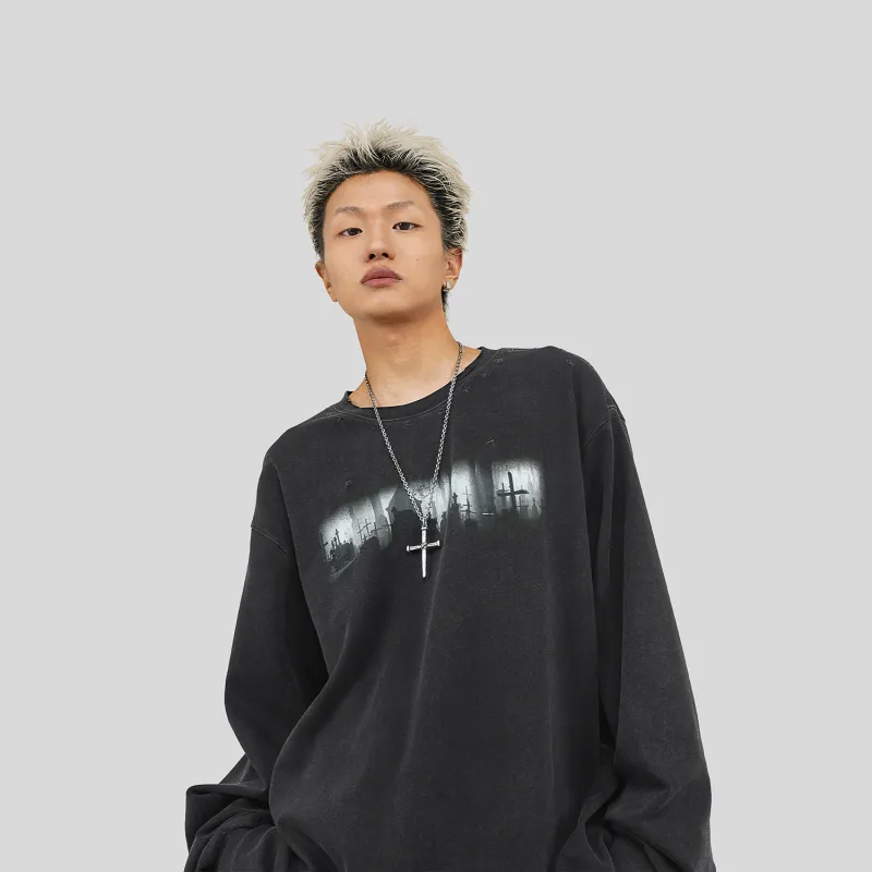 UNDERWATER Sweatshirts Men Washed Black-3
