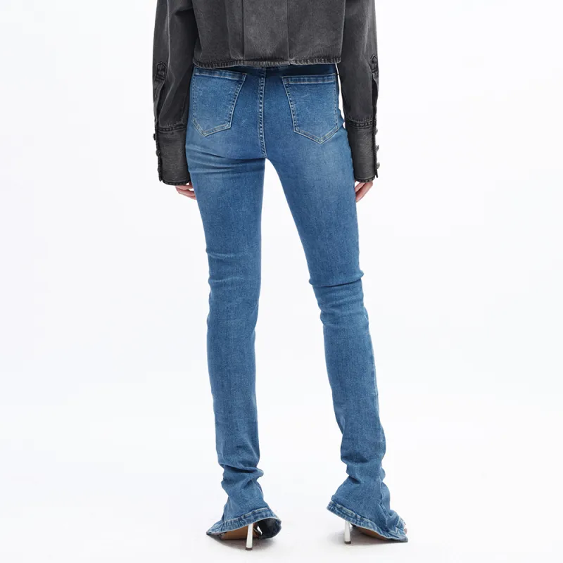 UOOYAA Slim Fit Pants Jeans Women's Blue-3