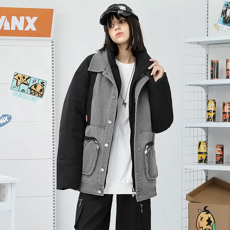 GENANX Puffer Jackets Unisex Black Gray Color-4