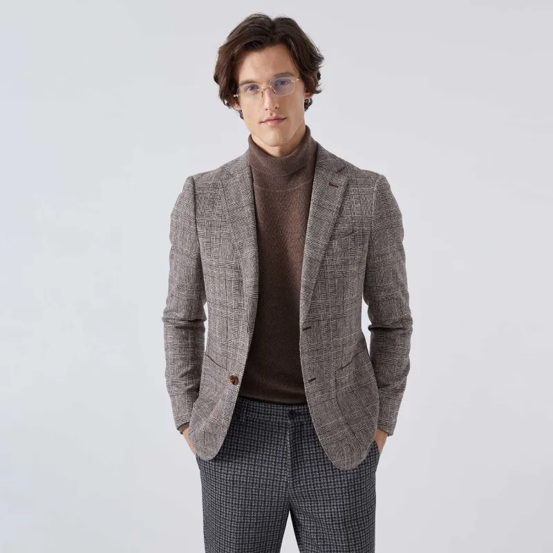 LIU·JO UOMO Business Suits Men Coffee Plaid-2