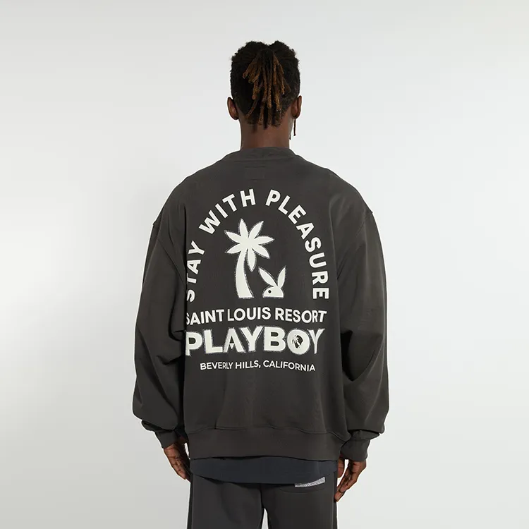 Playboy X SSSAINT LOUIS SSSAINT LOUIS X Playboy Co branded Series Sweatshirts Unisex Washed Black-3