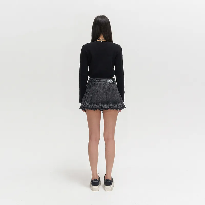 SMFK Denim Short Skirts Women's Denim Black-2
