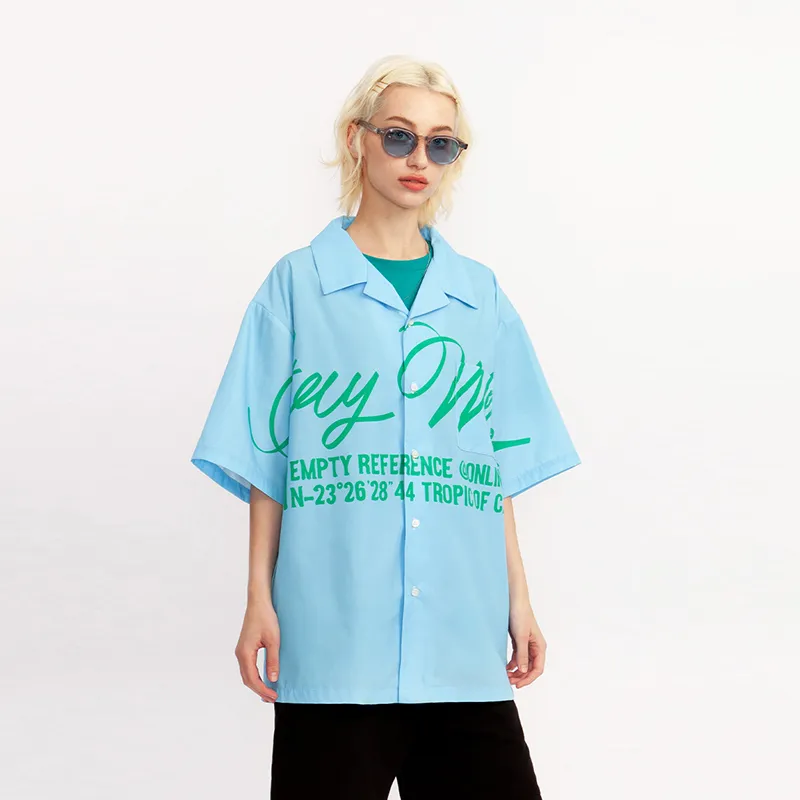 EMPTY REFERENCE Short Sleeved Shirt Unisex Blue-4