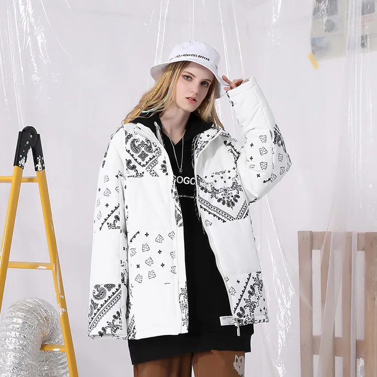 XXGOGO Cartoon Letter Stand Collar Loose Fit Puffer Jacket Unisex-9