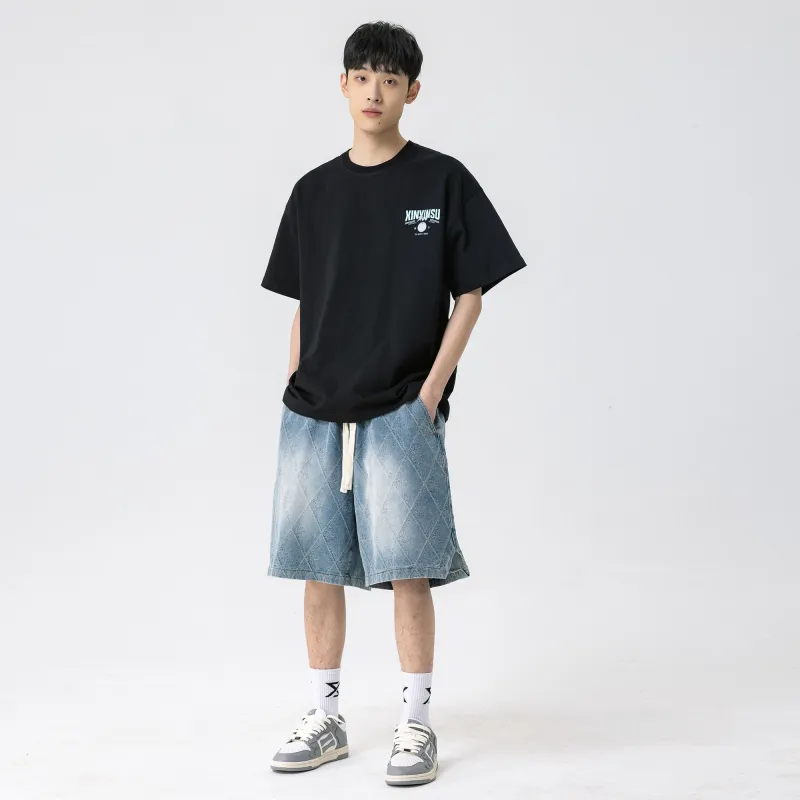 XINYINSU Denim Shorts Unisex Blue-8