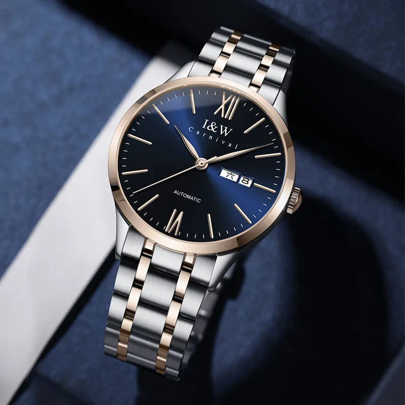 I&W CARNIVAL HWGUOJI Automatic Mechanical Movement Stainless Steel Watchband Watch Men's Watches Gray Dial-28