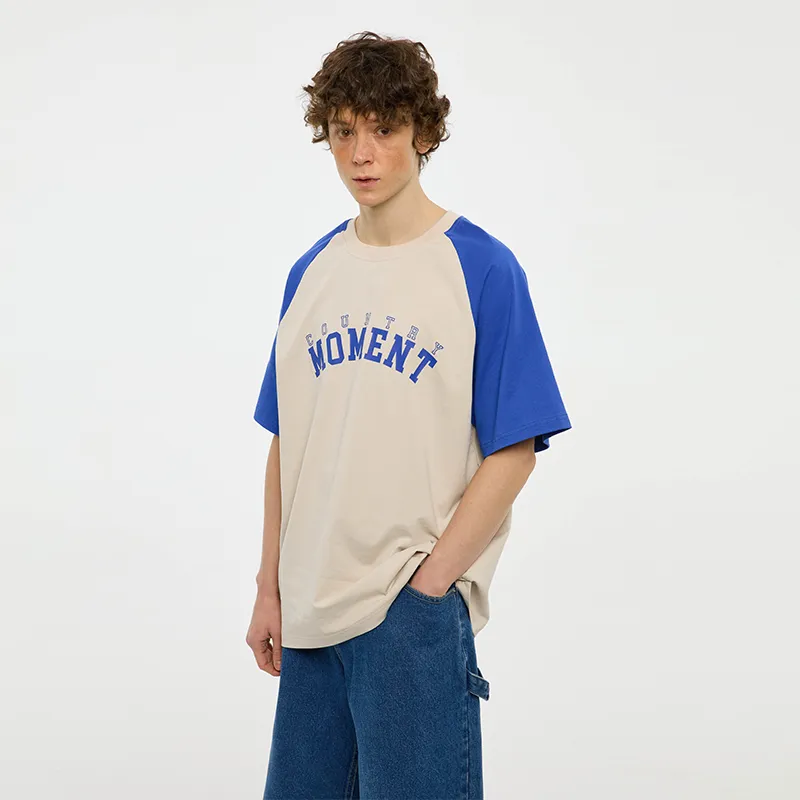 COUNTRY MOMENT T Shirts Men Apricot & Royal Blue-5