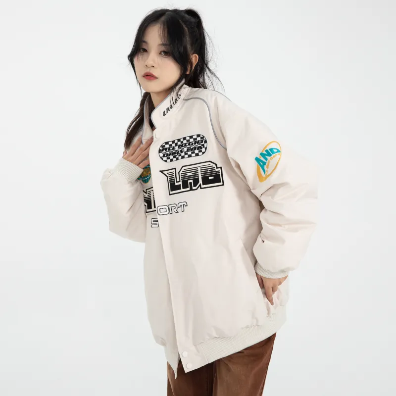 ALL NIGHT DAYS Stand Collar Loose Fit Puffer Jacket Unisex-11