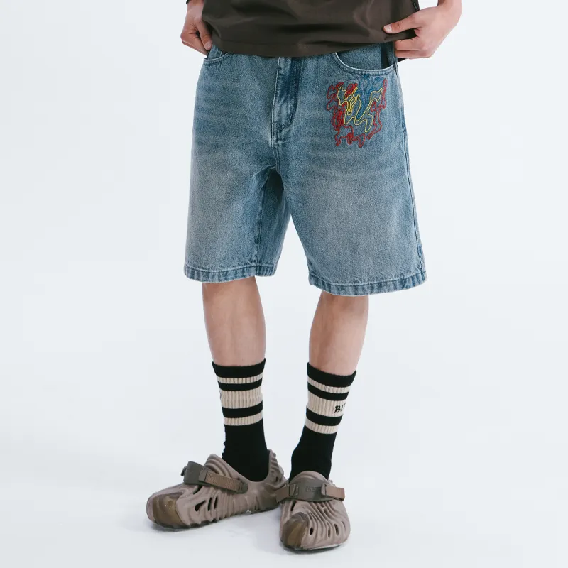 BURNIN Denim Shorts Unisex Blue-2