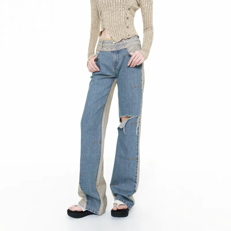 WooHa Straight Jeans Women's Blue & Gray-2