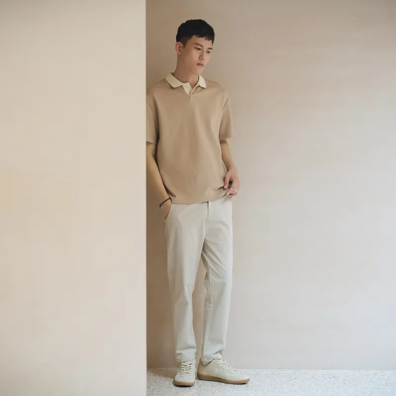 A.B.X Color Block Lapel Short Sleeved Polo Shirt Men's-3