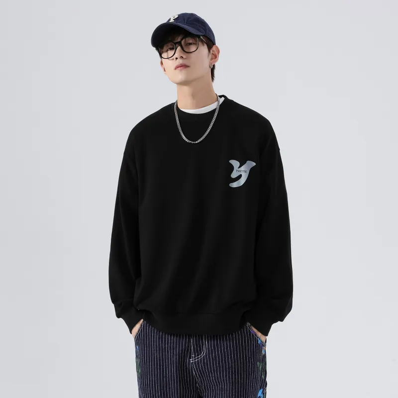 Yvette Crew Neck Loose Fit Regular Sweatshirt Unisex Black-3