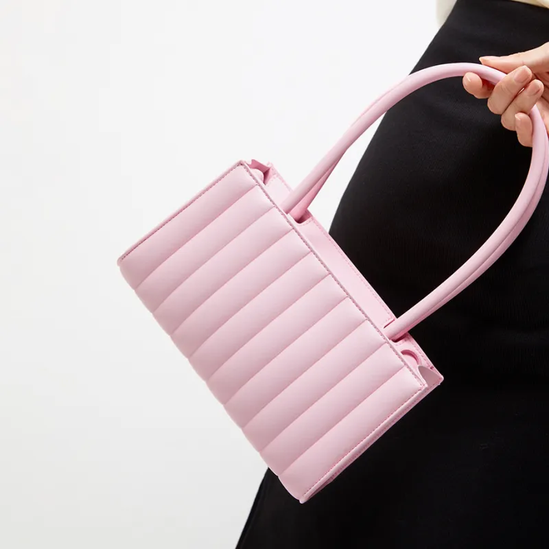 CHARLES&KEITH Synthetic Leather Handbag, Shoulder Bag Women's Black/Light Pink/Light Pink/Yellow/Yellow-8