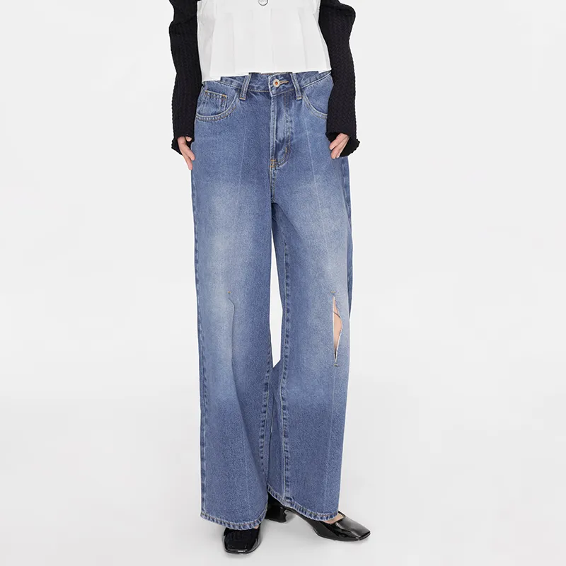 CUBIC Straight Thickened Jeans Women's-2
