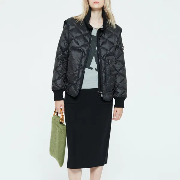 DKNY FW22 Solid Color Stand Collar Down Jacket Women's Black-6