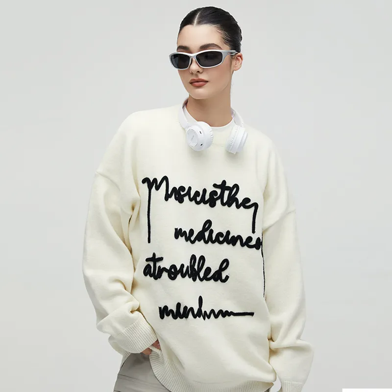 A Chock Sweater Unisex Milk Tea White-3