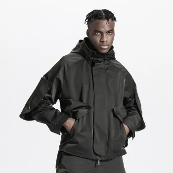 NORVINCY Solid Color Patchwork Urban Techwear Street Dance Coat Hooded Jacket Unisex