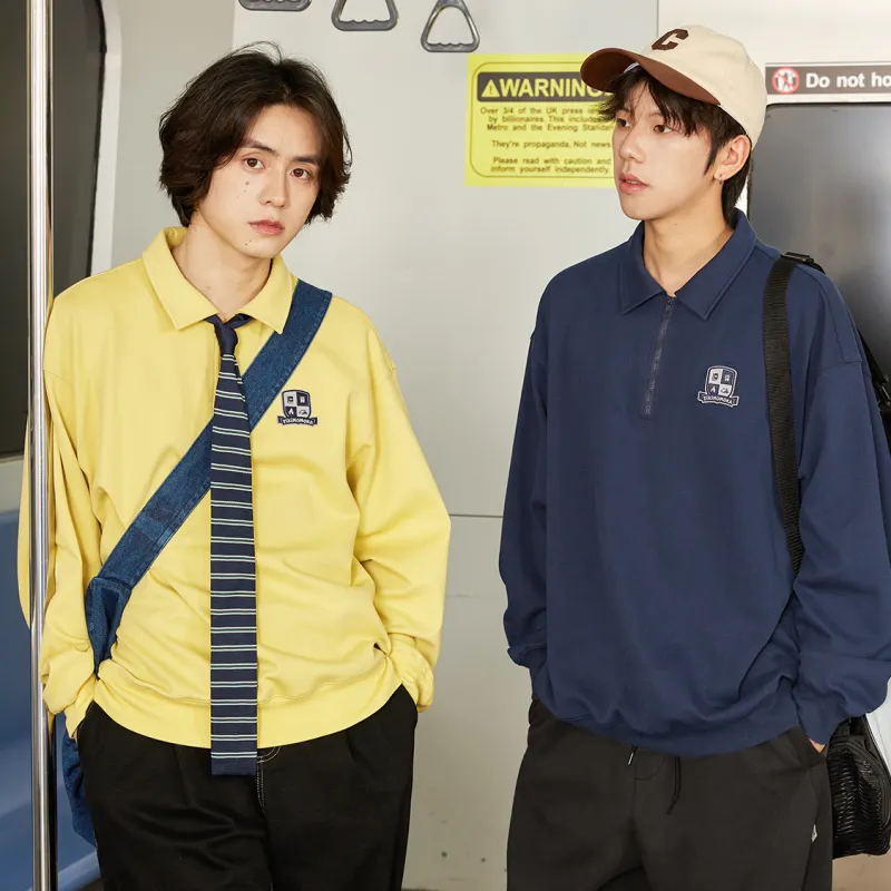 TIKIMOMOKA Polo Collar Loose Fit Sweatshirt Unisex-5