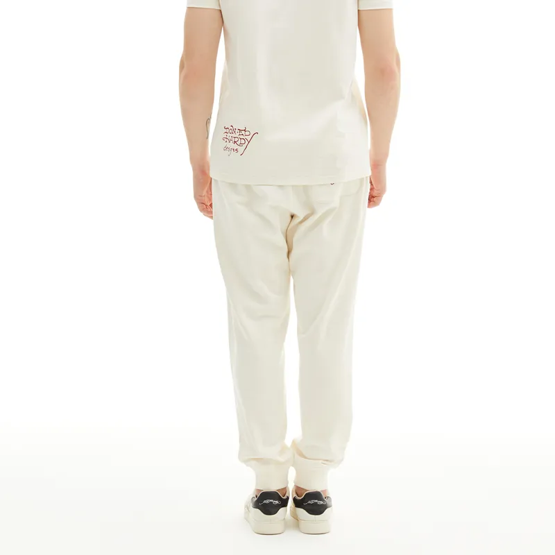 Ed Hardy Jogger Casual Pants Men's Ivory White-3